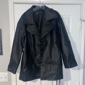 leather jacket with tie